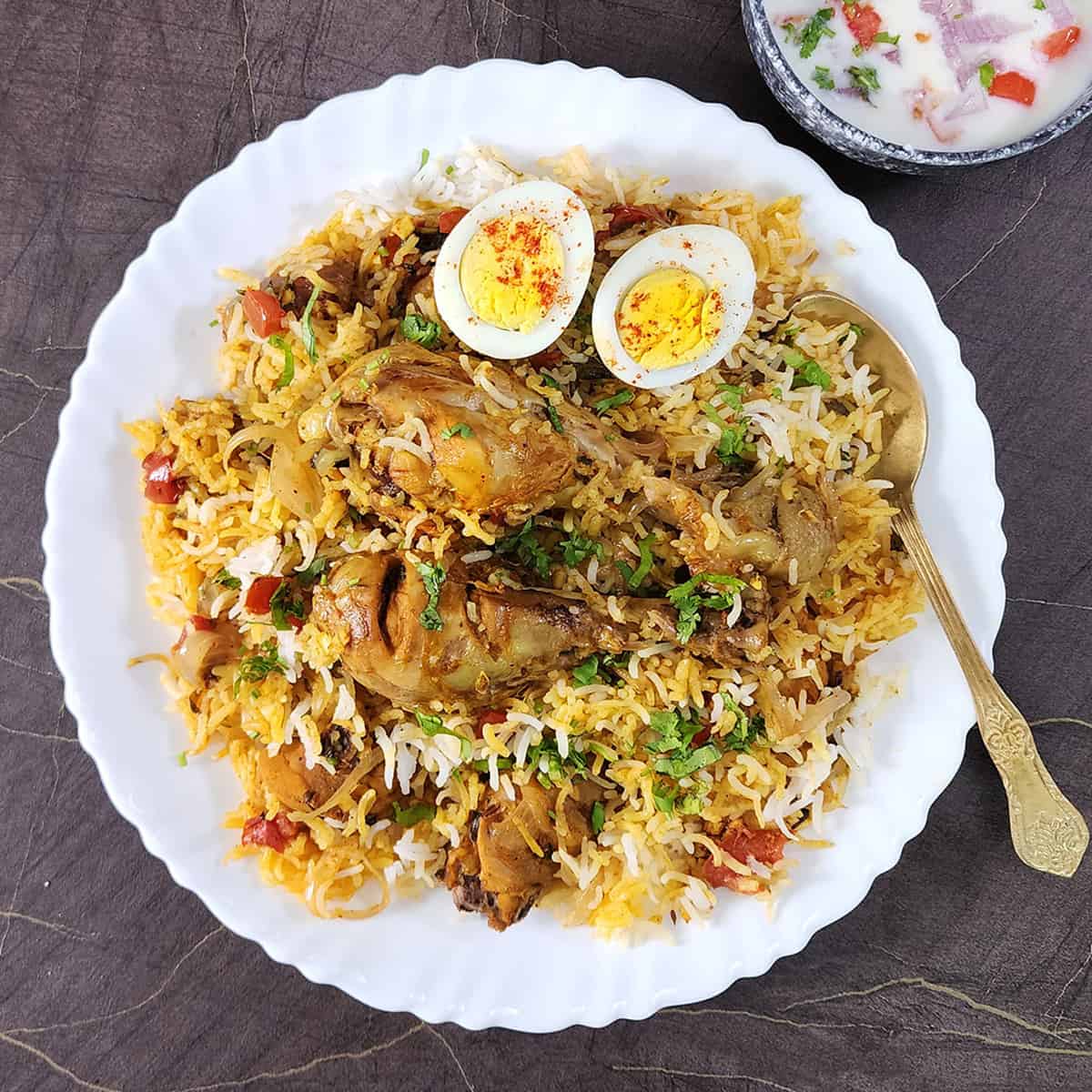 Egg with Chicken Biriyani